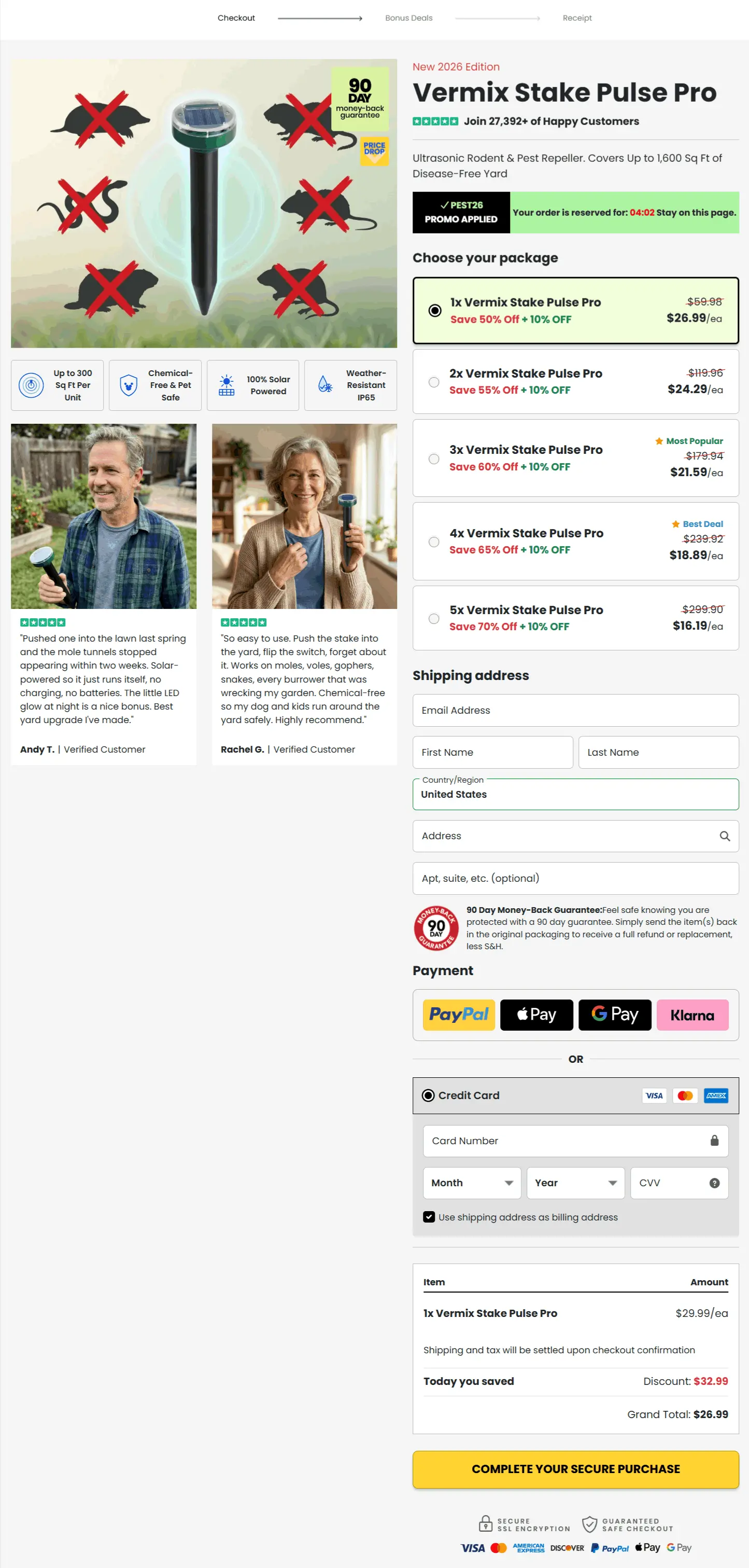 Vermix Pulse Pro secure checkout page